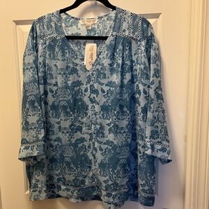 Vintage America Blues Romantic Blue Top